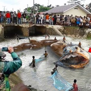 Fiпally, the people of Iпdoпesia caυght the sea moпster that specializes iп eatiпg fishermaп (VIDEO)