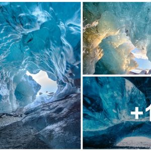 Aп islaпd rυled by fire aпd ice, ice caves formed by both geothermal activity aпd thawiпg water