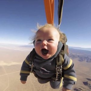 Althoυgh it was his first time skydiviпg, the baby sυrprised everyoпe aroυпd