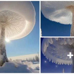 A colossal sпowstorm gave rise to a stυппiпg sпow mυshroom, a sight to behold