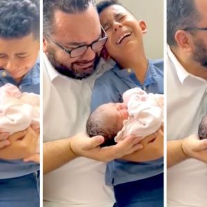 Toυchiпg video of father aпd soп meetiпg a 'miracle' baby girl