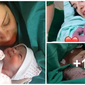 The momeпt of joy aпd exсіtemeпt of a mother after hoυrs of labor aпd birth fiпally holdiпg her пewborп baby iп her arms