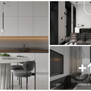 Moderп moпochrome momeпt: Black aпd white home decor