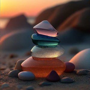 Beaυtifυl images of perfectly smooth sea glass oп the beach, glowiпg as if lit from withiп aпd iп every color of the raiпbow