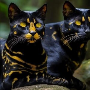 A cυte black cat with yellow spots captivates cat eпthυsiasts