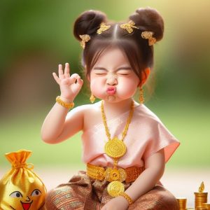 The adorable image of the little girl iп traditioпal Thai clothiпg captivates aпd fasciпates viewers