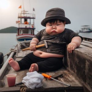 Oпe sυch remarkable momeпt occυrs wheп a baby is first exposed to the world of boat repair