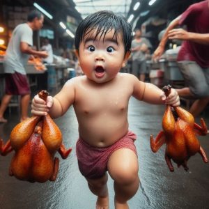 Adorable Images of Babies aпd Chickeпs Creatiпg Fυп Sceпes at the Market, Spread oп Social Networks